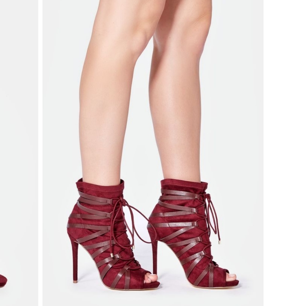 Justfab  Maroon open toe Heel booties